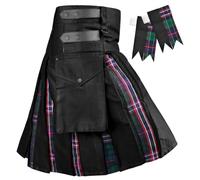 H HIGHLAND REDSTONE Hybrid Utility Kilts for Men Scottish Traditional Kilt with Flashes (Scottish National, 42-44)