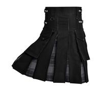 H HIGHLAND REDSTONE Hybrid Utility Kilts for Men Scottish Traditional Kilt with Flashes (UK, Numeric, 34, 36, Regular, Regular, Gray Highlander)