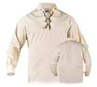 H HIGHLAND REDSTONE Jacobite Shirt for Men Scottish Ghillie Kilt Shirt Long Sleeve Lace Up Medieval Renaissance Pirates Shirt (UK, Alpha, XL, Regular, Regular, Off-White)
