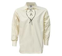 H HIGHLAND REDSTONE Jacobite Shirt for Men Scottish Ghillie Kilt Shirt Long Sleeve Lace Up Medieval Renaissance Pirates Shirt (UK, Alpha, L, Regular, Regular, Off-White)