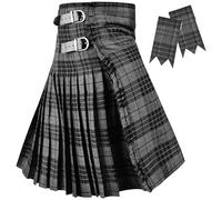 H HIGHLAND REDSTONE Kilt for Men - 16oz Traditional Scottish Tartan, 5 Yards Premium Acrylic Wool Kilts (Gray Watch, 38-40)