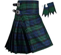 H HIGHLAND REDSTONE Kilt for Men - 16oz Traditional Scottish Tartan, 5 Yards Premium Acrylic Wool Kilts (Black Watch, 34-36)