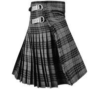 H HIGHLAND REDSTONE Kilt for Men - Traditional Scottish Tartan, 5 Yards, 16oz Premium Acrylic Wool Kilts (UK, Numeric, 42, 44, Regular, Regular, Gray Watch)