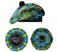H HIGHLAND REDSTONE Scottish Hat Tam o Shanter Scottish Bonnet Tartan hat Acrylic Wool with Pompom (UK, Alpha, One Size, Ferguson)