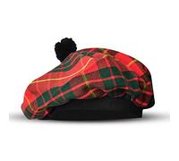 H HIGHLAND REDSTONE Scottish Hat Tam o Shanter Scottish Bonnet Tartan hat Acrylic Wool with Pompom (UK, Alpha, One Size, Cameron Red)