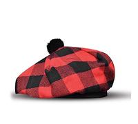H HIGHLAND REDSTONE Scottish Hat Tam o Shanter Scottish Bonnet Tartan hat Acrylic Wool with Pompom (UK, Alpha, One Size, Robroy)