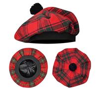 H HIGHLAND REDSTONE Scottish Hat Tam o Shanter Scottish Bonnet Tartan hat Acrylic Wool with Pompom (UK, Alpha, One Size, Macintosh)