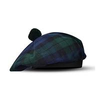 H HIGHLAND REDSTONE Scottish Hat Tam o Shanter Scottish Bonnet Tartan hat Acrylic Wool with Pompom (UK, Alpha, One Size, Black Watch)