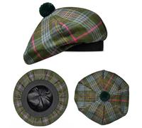 H HIGHLAND REDSTONE Scottish Hat Tam o Shanter Scottish Bonnet Tartan hat Acrylic Wool with Pompom (UK, Alpha, One Size, Kennedy Weathered)