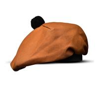 H HIGHLAND REDSTONE Scottish Hat Tam o Shanter Scottish Bonnet Tartan hat Acrylic Wool with Pompom (UK, Alpha, One Size, Saffron)