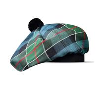 H HIGHLAND REDSTONE Scottish Hat Tam o Shanter Scottish Bonnet Tartan hat Acrylic Wool with Pompom (UK, Alpha, One Size, Ancient Colquhoun)