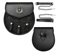 H HIGHLAND REDSTONE Scottish Kilt Semi Dress Real leather Sporran (Brown Thistle)