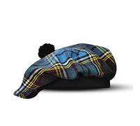 H HIGHLAND REDSTONE Scottish Tammy Hat Traditional Kilt Tam o' Shatner Acrylic Wool Flat Bonnet Various Tartans with Pompom, Anderson, One Size