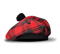 H HIGHLAND REDSTONE Scottish Tammy Hat Traditional Kilt Tam o' Shatner Acrylic Wool Flat Bonnet Various Tartans with Pompom, Macintosh, One Size