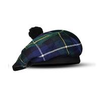 H HIGHLAND REDSTONE Scottish Tammy Hat Traditional Kilt Tam o' Shatner Acrylic Wool Flat Bonnet Various Tartans with Pompom, Macneil Modern, One Size