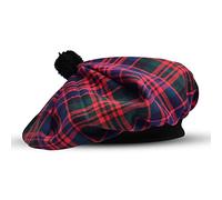 H HIGHLAND REDSTONE Scottish Tammy Hat Traditional Kilt Tam o' Shatner Acrylic Wool Flat Bonnet Various Tartans with Pompom, Macdonald, One size