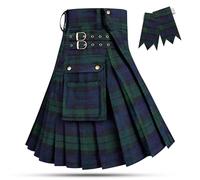 H HIGHLAND REDSTONE Tartan Utility Kilt for Men I 16oz Scottish Tartan Kilts 5 Yards Premium Acrylic Wool Kilts Traditional Mens Kilt (Black Watch, 44)