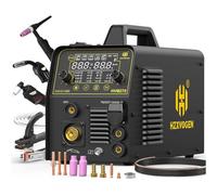 H HZXVOGEN 200A MIG Welder, 6-in-1 Multi-Process Welder, Gas/Gasless MIG, HF TIG, Spot Welding, Plasma Cutting, Stick, 220V IGBT Aluminum Welding Machine with Synergic/Man Mode, Max 40A Plasma Cutter