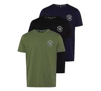 H.I.S Pack of 3 Logo Print Crew Neck T-Shirts Black/navy/olive