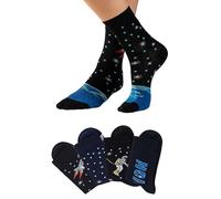 H.I.S Pack of 4 Astronaut Knitted Socks Blue / Black