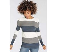 H.I.S Round Neck Knitted Jumper Blue Striped