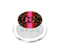 H Initial - Hot Pink and Red Stripe on Tortoiseshell PopSockets PopGrip for MagSafe