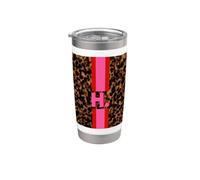 H Initial - Hot Pink and Red Stripe on Tortoiseshell Stainless Steel Insulated Tumbler