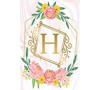 H: Initial Notebook Floral Pink Marble Gold Monogram Letter H Personalized Notebook 6 x 9 Inches College Ruled Medium Lined Journal & Diary Composition Notebook for Girls and Women