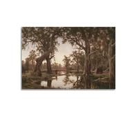 H J Johnstone Evening Shadows Backwater of The Murray South Australia, 1880 Poster Decorative Painting Canvas Wall Posters And Art Picture Print Modern Family Bedroom Decor Posters 12x18inch(30x45cm)