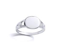 (H) Jewelco London Kids Sterling Silver Curb Link Oval Signet Ring - GVR27K