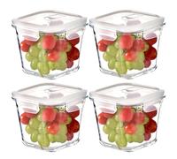 H.JSS WDJS 4Cup Glass Food Containers with Lids Airtight, 900ML Square Glass Soup Storage Container Lid, BPA free Square Food bowls for Soup Lunch and Microwave, Freezer, Dishwasher safe 4Pack