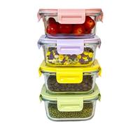 H.JSS WDJS 500ml Square Glass Food Storage Containers with Airtight Lids, 16oz Glass Lunch Container set, BPA free Small Food bowls for Soup, leftovers, Lunch and Microwave,Freezer, Dishwasher safe