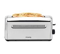 H.Koenig Toaster Toaster Special Baguette 2 Slices TOS32 Wide Slots 40 mm Vintage Stainless Steel, 7 Levels of Browning, Defrosting, Fast and Uniform, Bread, Muffin, Bagel, Baguette, 1500 W