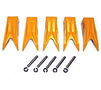 H&L Tooth Company 1U3202WT CAT Caterpillar Style J200 Twin Tiger Excavator Bucket Teeth (5 Pack) with Pins and Retainers | 1U-3202