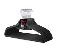 H-line 120 x Non Slip Flocked Velvet Coat Clothes Hangers Trouser Hanging Space Saving (Grey)