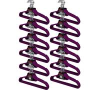 H-line 120 x Non Slip Flocked Velvet Coat Clothes Hangers Trouser Hanging Space Saving (Purple)