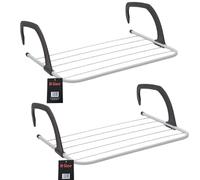 H-LINE 2 Pack of Over Radiator Clothes Airer Rail Dryer Drying Rack Hanger 6 Bar Towel Holder