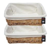 H-LINE LARGE Brown Wicker Willow Storage Basket with Cloth Lining Ideal for Christmas/Easter/Newborn Gift Hamper, Make Your Own Hamper