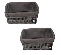 H-LINE MEDIUM Grey Wicker Willow Storage Basket with Cloth Lining Ideal for Christmas/Easter/Newborn Gift Hamper, Make Your Own Hamper
