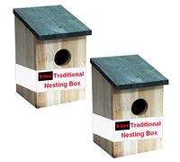 H-line 2 x WOODEN NESTING NEST BOX BIRD HOUSE SMALL BIRDS BLUE TIT ROBIN SPARROW