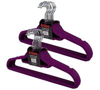 H-line 20 x Non Slip Flocked Velvet Coat Clothes Hangers Trouser Hanging Space Saving (Purple)