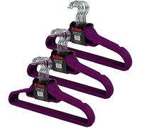 H-line 30 x Non Slip Flocked Velvet Coat Clothes Hangers Trouser Hanging Space Saving (Purple)