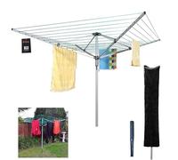 H-LINE 4 Arm 50M Rotary Airer Outdoor Garden Laundry Clothes Washing Line Dryer Folding