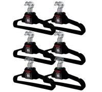 H-line 60 x Non Slip Flocked Velvet Coat Clothes Hangers Trouser Hanging Space Saving (Black)