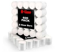 H-line 600 Pack Unscented Tea Lights, Long-Lasting 8 Hour Burn Time Tealights, Smoke-Free Bright Flame, Ideal for Weddings, Events, Aromatherapy, Home Decor - White Tealights Bag[Energy Class A]