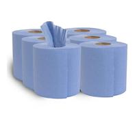 H-Line Blue Rolls Centrefeed Kitchen Towels Roll Embossed Pattern Strong & Absorbent Blue Roll Paper Towel Tissue Standard Household Towels for Home Kitchen Office Warehouse Garage (Pack of 6)