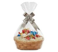 H-Line Christmas Hamper Basket Oval Wicker Gift Basket with Cellophane Wood Shred Bow Set Wicker Gifts Hamper Natural Split Willow Baskets Decorative Empty Gift Basket for Christmas(Oval,Natural)