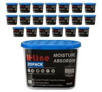 H-Line Disposable Dehumidifiers for Home 500ml, Pack of 20 Moisture Absorber for Bedroom, Mould & Damp Absorber, Condensation Absorbers, Moisture in Home, Kitchen, Wardrobe, Bedroom