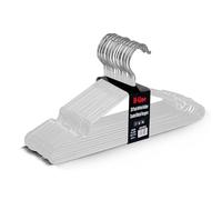H-line Metal Hangers Rubber Coated 40 Pack Heavy Duty Strong Clothes Space Saving Organiser Hangers For Wardrobes Coat Rack Rails & Closet Thin and Non-Slip Clothing Hanger (White)