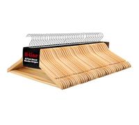 H-line Pack of 40 x Wooden Coat Suit Garment Hangers Wood Wardrobe Hanger with Trouser Bar